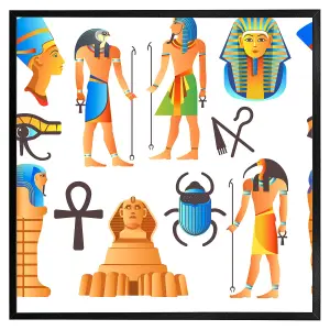 Egyptian mythological signs (Picutre Frame) / 12x12" / Grey