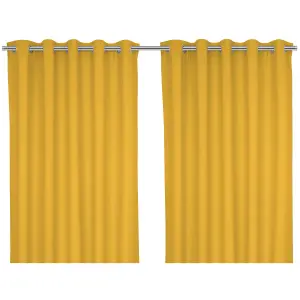 Hiva Yellow Solid dyed Lined Eyelet Curtain (W)228cm (L)228cm, Pair