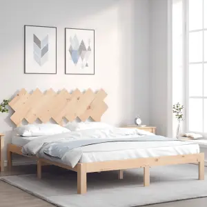 Berkfield Bed Frame with Headboard King Size Solid Wood