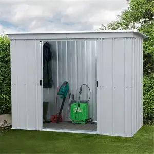 7ft 5" x 3ft 5" Pent Metal Garden Shed - Grey (7ft 5" x 3ft 5" / 7"5' x 3"5' / 2.24m x 1.04m)