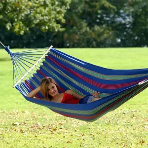 Amazonas Aruba Juniper Single Spreader bar Cotton Weatherproof Garden Hammock With Bag