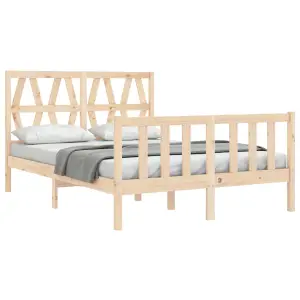 Berkfield Bed Frame with Headboard Small Double Solid Wood