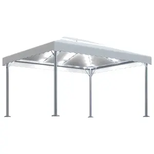 Berkfield Gazebo with LED String Lights 400x300 cm Cream Aluminium