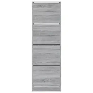 Shoe Cabinet with 4 Flip-Drawers Grey Sonoma 60x34x187.5 cm