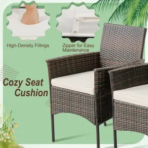 Costway Set of 4 Patio Dining Chairs Outdoor Garden PE Wicker Chairs with Removable Cushions