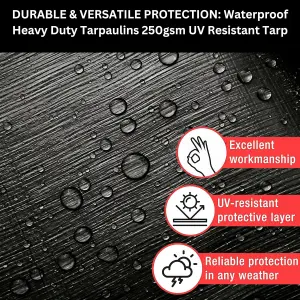 Heavy Duty Waterproof Tarpaulin Black Tarp for Outdoor Protection Durable Groundsheet Tent Shield Trailer Trampoline Cover 5m x 5m