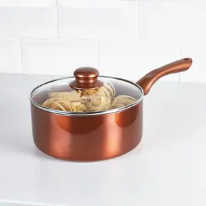 7pc Cermalon Pan Set - Dishwasher Safe Copper Colour Aluminium Kitchen Cookware with Non-Stick Coating - Suitable for All Hobs