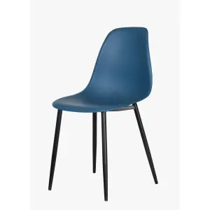 Aspen curve chairs, blue plastic seat with black metal legs (PAIR)