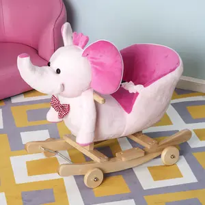 Adahy Plush Kid Ride on Elephant Rocker Pink