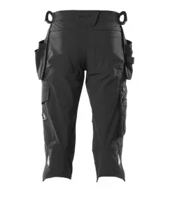 Mascot Accelerate 3/4 Stretch Craftsmen's Trousers with Holster Pockets (Black)  (34.5) (Leg Length - Regular)