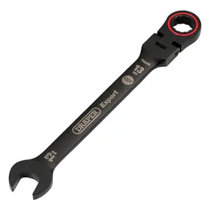 Draper Tools Expert HI-TORQ Metric Flexible Head Ratchet Combination Spanner, 13mm, Black