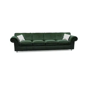 Windsor 4 Seater Bottle Green  Sofa - Silver Feet