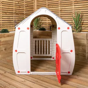 1.09m Grey & Green Kids Indoor Outdoor Plastic Wendy House Magical Playhouse