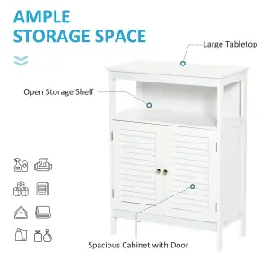 kleankin Wooden Bathroom Floor Cabinet with Door Corner Storage Oragnizer White