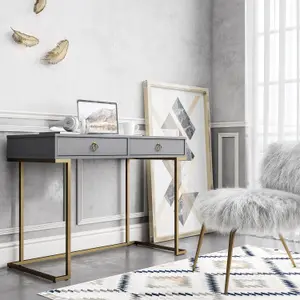 Camila Writing Desk Graphite Grey / Golden