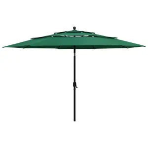 Berkfield 3-Tier Parasol with Aluminium Pole Green 3.5 m