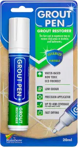 Large Grout Pen - Designed for restoring tile grout in bathrooms & kitchens (White)