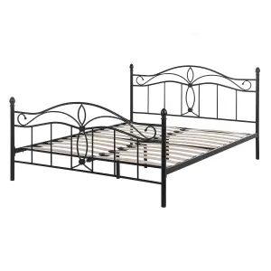 Metal EU Double Size Bed Black ANTLIA