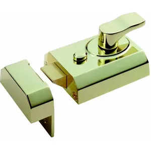 Contract Rim Cylinder Nightlatch 60mm White & Brass Door Security Lock