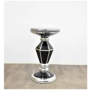 Italian End Table Mirrored Crystal Side Table Sparkly Black F070