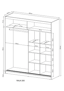 Elegant Maja II Sliding Door Wardrobe H2140mm W2000mm D620mm in Grey - Contemporary Storage Solution