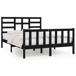 Berkfield Bed Frame Black Solid Wood Pine 120x200 cm