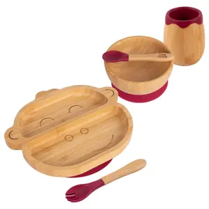 5pc Bamboo Monkey Baby Weaning Set - Red