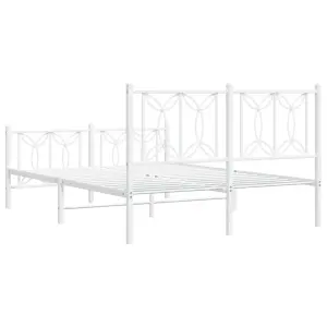 Berkfield Metal Bed Frame without Mattress with Footboard White 140x200cm