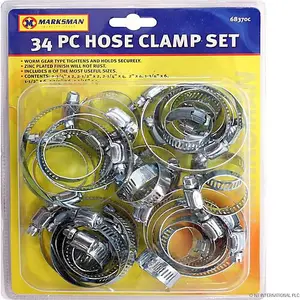 Hose Clamp Set 34PC Assorted Clamps Jubilee Clips Zinc Plated Steel Tool New