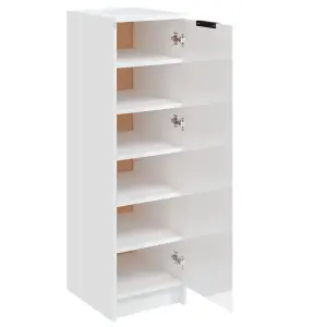 Berkfield Shoe Cabinet High Gloss White 30x35x100 cm Engineered Wood