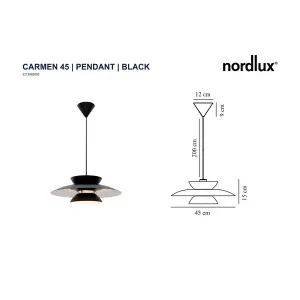 Nordlux Carmen Dome Pendant Ceiling Light Black E27