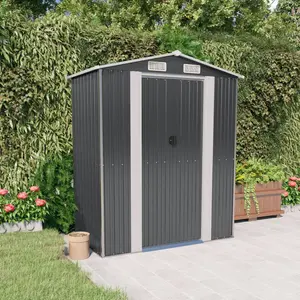 Alverda 192Cm W x 108Cm D Metal Apex Tool Shed Anthracite