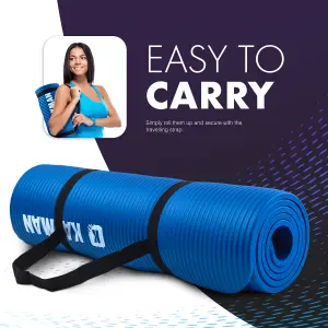 KAYMAN Yoga Mat Blue - 183cm x 60cm Multi-Purpose Extra Thick Foam Exercise Mats