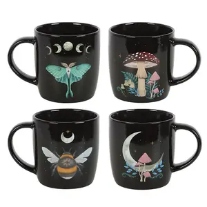 Something Different Dark Forest Mug (Pack of 4) Black/Multicoloured (One Size)