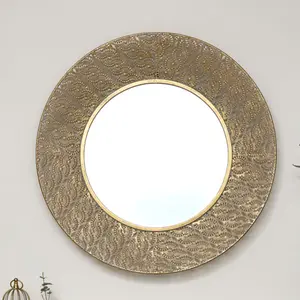 Melody Maison Round Antique Gold Effect Filigree Mirror 90cm x 90cm