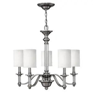 Elstead Sussex 5 Light Multi Arm Chandelier Brushed Nickel Finish, E14