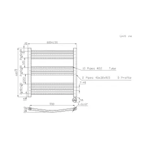 Right Radiators Prefilled Thermostatic Electric Heated Towel Rail Curved Ladder Warmer Rads - Chrome 600x600 mm