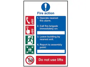 Fire Action Procedure Sign - Durable PVC 200 x 300mm