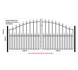 SAXA Spear Top Arched Metal Driveway Gate 2743mm GAP x 1245mm High SAZP16