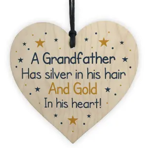 Red Ocean Novelty Gifts For Grandad Grandfather Wood Heart Gift For Birthday Fathers Day Christmas