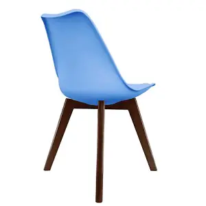 Soho Light Blue Plastic Dining Chair with Squared Dark Wood Legs