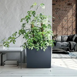 URBNLIVING 77cm Width Anthracite Colour Tall Raised Rectangular Plastic Flower Pot Plants Bed Planter Garden Trough