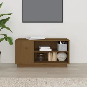 Berkfield TV Cabinet Honey Brown 80x35x40.5 cm Solid Wood Pine