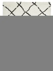 White Black Shaggy Moroccan Modern Geometric Rug for Living Room Bedroom and Dining Room-160cm X 220cm