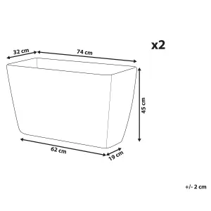 Set of 2 Flower Pot Stone Grey 74 x 32 x 45 cm BARIS