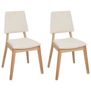 Set of 2 Dining Chairs MERRILL Rubberwood Light Beige