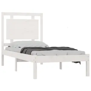 Berkfield Bed Frame White Solid Wood 100x200 cm