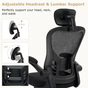 COSTWAY Height Adjustable Mesh Office Chair with Headrest