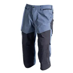 Mascot Customized Craftsmen's 3/4 Trousers with Kneepad Pockets - Stone Blue/Dark Navy  (34.5) (Leg Length - Regular)