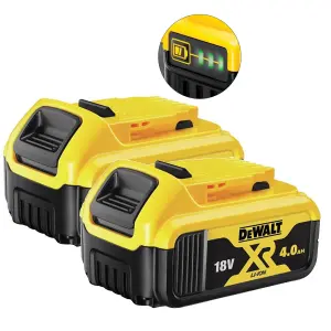 2 X DeWalt DCB182 18v 4.0Ah Li-Ion Battery XR Range Lithium Ion Genuine 4amp UK